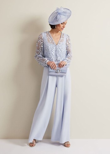 Phase Eight Mariposa Lace Jumpsuit Blue Australia | OH4879150